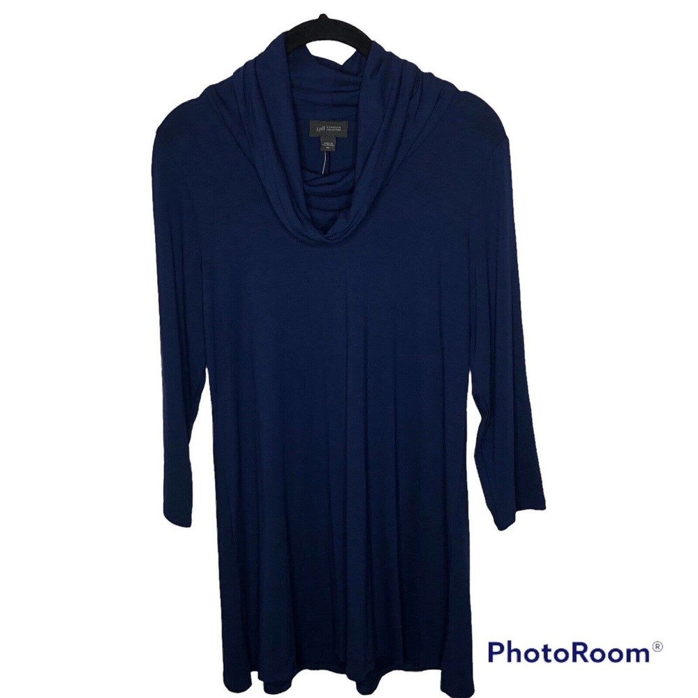 NWT J Jill Wearever Collection‎ Womens Cowl Neck Top Shirt Size XS Blue Tunic